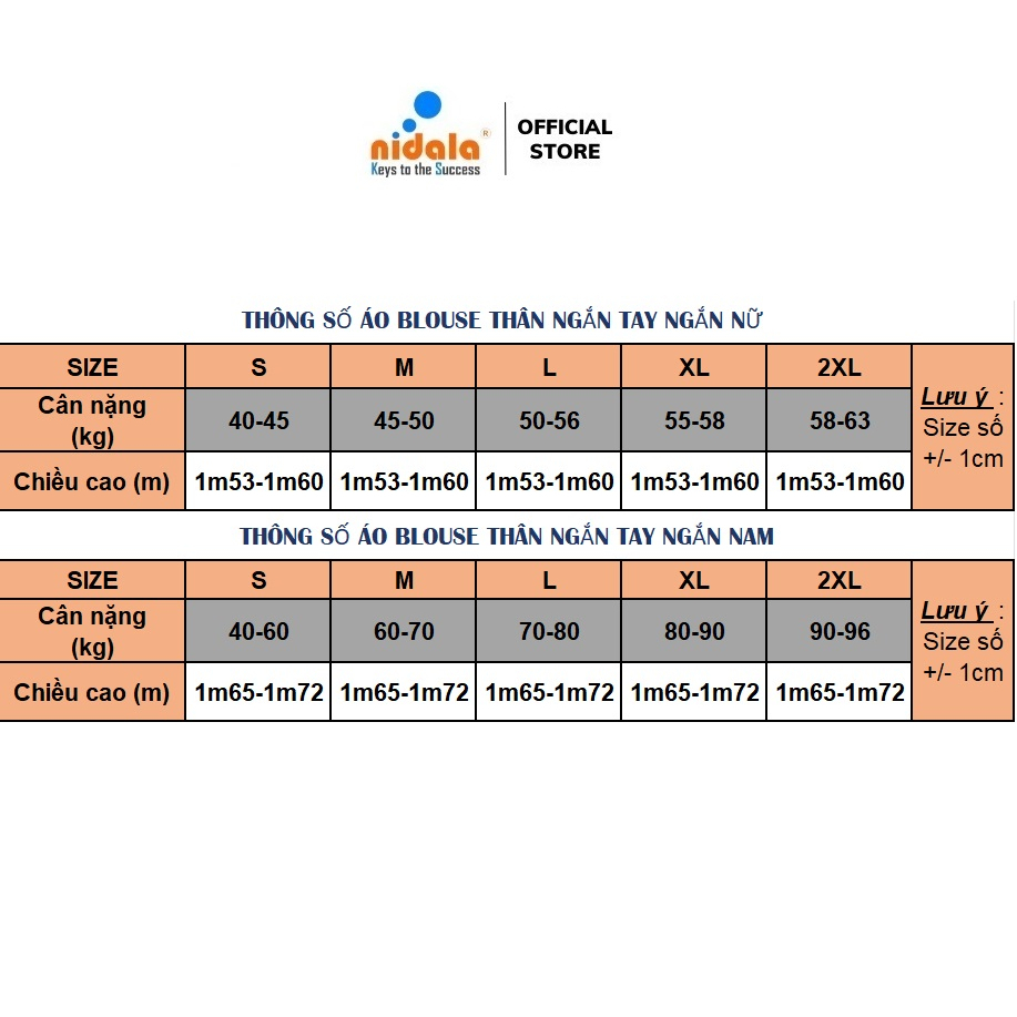 Áo bếp nữ ngắn tay Nidala vải kate silk Việt Nam