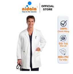 Áo Blouse nam dáng dài, tay dài Nidala trắng dày dặn, đường may sắc sảo tỉ mỉ