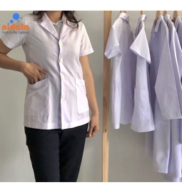 Áo blouse Nữ bigsize, size lớn tay ngắn, dáng ngắn dược sĩ, y tá, điều dưỡng Nidala đường may đẹp, sắc xảo