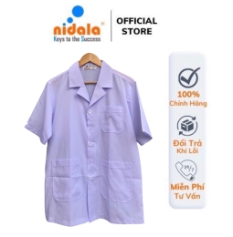Áo điều dưỡng, phụ tá, blouse ngắn nam Nidala, cho bệnh viện, phòng khám, nhà thuốc , nhận in miễn phí