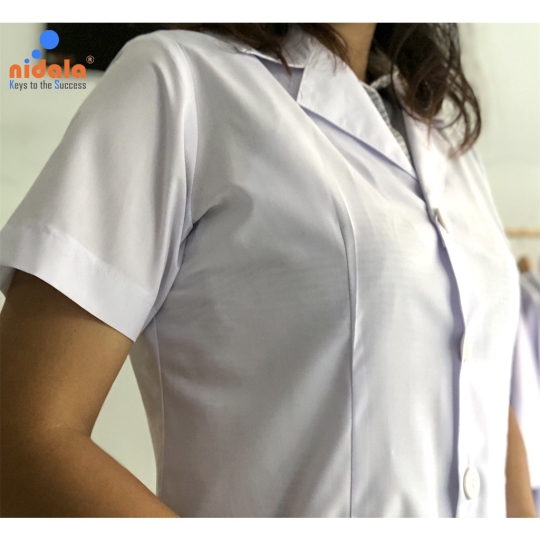 Áo blouse Nữ bigsize, size lớn tay ngắn, dáng ngắn dược sĩ, y tá, điều dưỡng Nidala đường may đẹp, sắc xảo