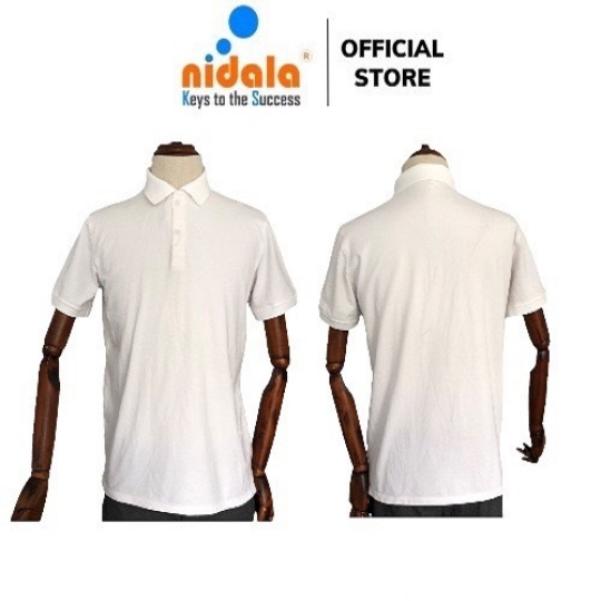 Áo thun Polo 100% cotton Nam Nữ có cổ NIDALA chất liệu cá sấu thanh lịch chuẩn đẹp, màu trắng kem