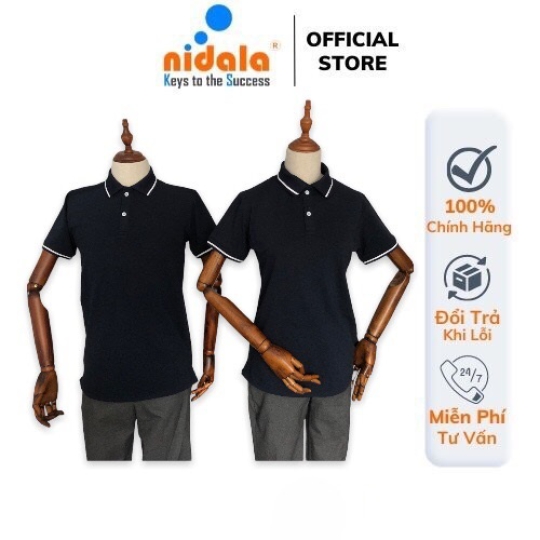 Áo thun Polo Nam Nữ có cổ NIDALA chất liệu cá sấu cotton thanh lịch chuẩn đẹp, màu xanh đen  Chia sẻFacebookTwitter