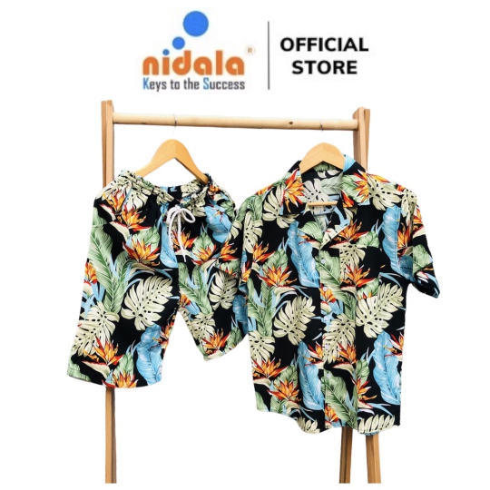 Áo quần đi biển, du lịch, team building NIDALA hoa tiết hoa lá, chất Kate Thái cao cấp, đường may đẹp