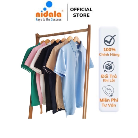 Áo thun polo cổ bẻ Nam NIDALA dáng vừa vặn, áo phông ngắn tay sang trọng, chất liệu thun cá sấu cao cấp