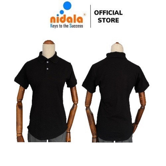 Áo thun Polo Nam Nữ có cổ NIDALA chất liệu cá sấu 65%cotton 35% poly thanh lịch chuẩn đẹp, màu đen