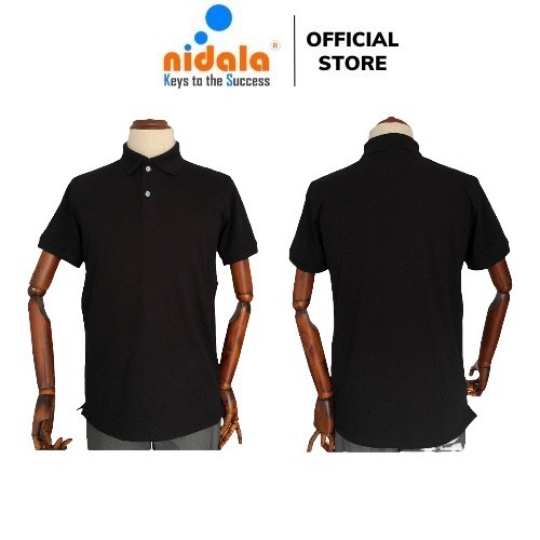 Áo thun Polo Nam Nữ có cổ NIDALA chất liệu cá sấu 65%cotton 35% poly thanh lịch chuẩn đẹp, màu đen