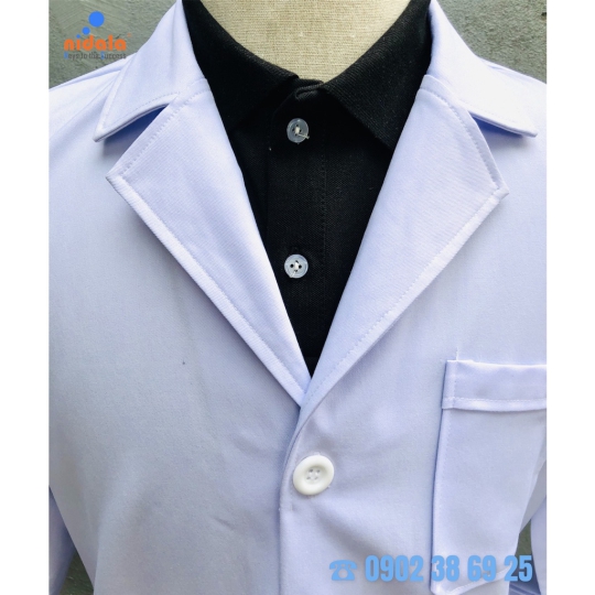 Áo Blouse nam dáng dài, tay dài Nidala trắng dày dặn, đường may sắc sảo tỉ mỉ