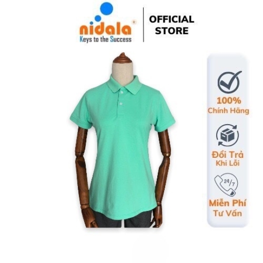 Áo thun Polo Nữ có cổ NIDALA chất liệu cá sấu cotton 65/35 thanh lịch chuẩn đẹp, màu xanh ngọc