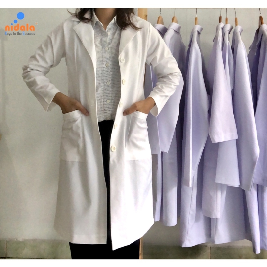 Áo blouse bác sĩ bigsize, size đại Nam Nữ dáng dài Nidala đường may đẹp, sắc xảo