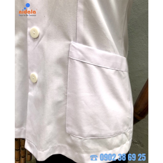 Áo blouse Nữ tay ngắn, dáng ngắn dược sĩ, y tá, điều dưỡng Nidala đường may đẹp, sắc xảo