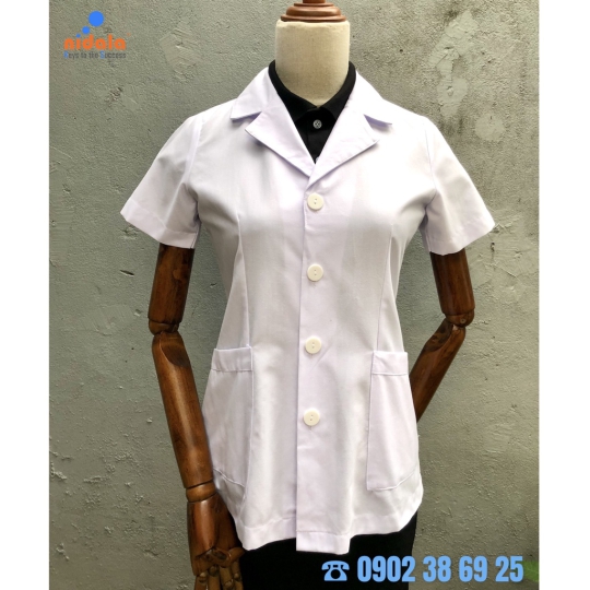 Áo blouse Nữ tay ngắn, dáng ngắn dược sĩ, y tá, điều dưỡng Nidala đường may đẹp, sắc xảo