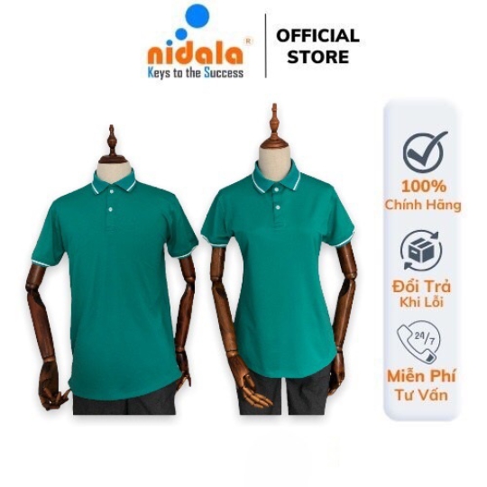Áo thun Polo Nam Nữ có cổ NIDALA chất liệu cá sấu poly Thái thanh lịch chuẩn đẹp, màu xanh lý