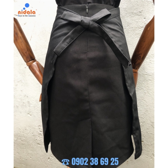 Tạp dề phục vụ nam nữ Nidala màu đen đồng phục cao cấp dành cho nhà hàng, cà phê (nhận in theo yêu cầu)