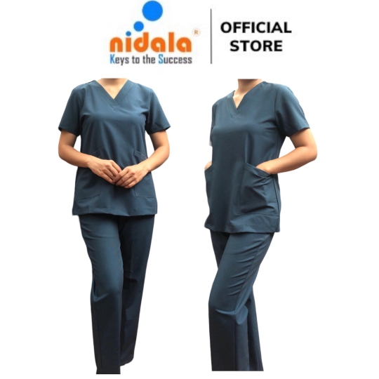 Bộ Scrubs cổ V nhiều màu NIDALA đồng phục spa, thẩm mỹ viện, phòng khám, phòng mổ, nha khoa (In miễn phí)