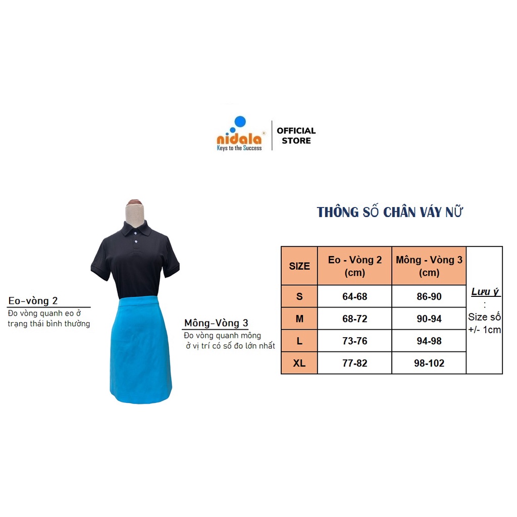 Váy công sở (chân váy) Nidala kiểu đơn giản thanh lịch, phối áo thun, sơ mi văn phòng