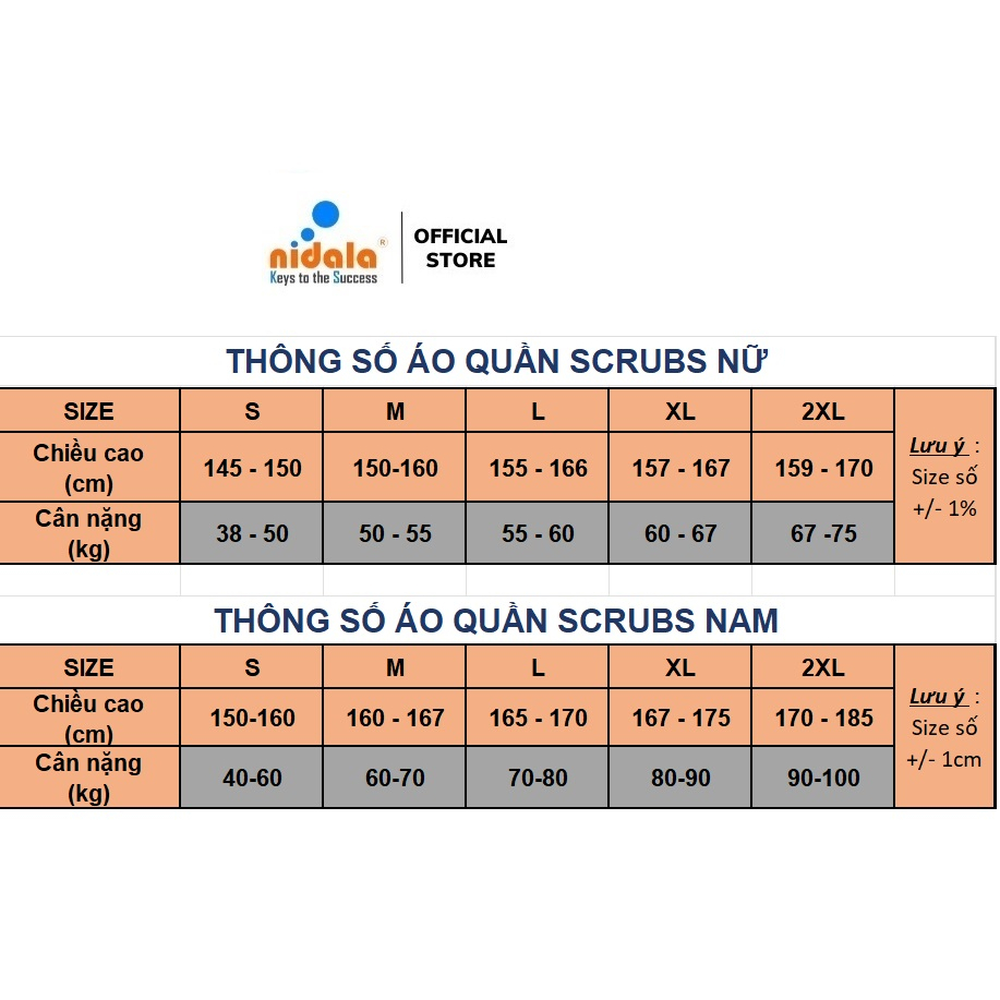 Áo quần Scrubs cổ V phòng khám, phòng mổ, đồng phục spa, thẩm mỹ viện nữ Nidala cao cấp